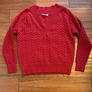 Doe and Rae Scarlet Red Cable Knit Women's Sweater Size Small